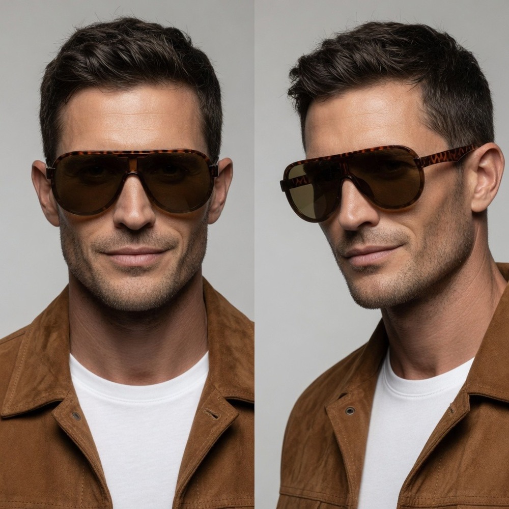 Sunglasses Tortoise Frame Gold Mirror Flat Lens Light‎ Weight Comfortable Gafas